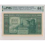 Kowno, 1.000 Mark 1918 - A - 7 digit series - PMG 64