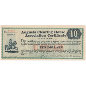 USA, Augusta Clearing House Zertifikat für 10 Dollar 1907