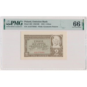 2 Gold 1941 - AA - PMG 66 EPQ - seltenere Serie