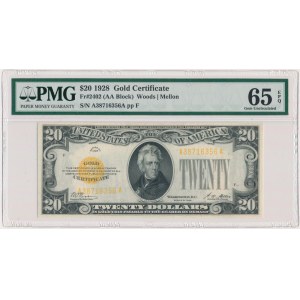 USA, Gold Certificate, 20 Dollars 1928 - Woods & Mellon - PMG 65 EPQ