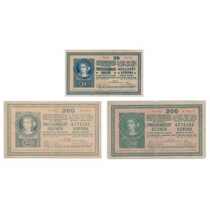 Austria, lot 25-200 Kronen 1918 (3 pcs.)