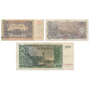 Austria, lot 10-100 Schillings 1950-56 (3 pcs.)