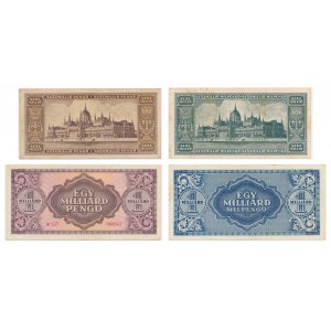 Hungary, lot 100 Million - 1 Milliard Pengo 1946 (4 pcs.)