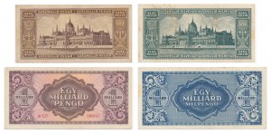 Węgry, zestaw 100 milionów - 1 miliard pengo 1946 (4 szt.)