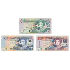 Karaiby Wschodnie, zestaw 5-20 dolarów 2000-03 (3 szt.)