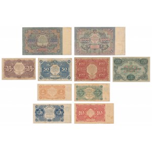 Rosja, zestaw 1-1.000 rubli 1922 (10 szt.)