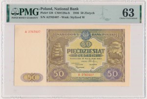 50 złotych 1946 - A - PMG 63 - pierwsza seria