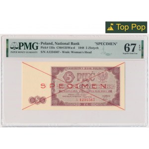 5 gold 1948 - SPECIMEN - A 1234567 - PMG 67 EPQ
