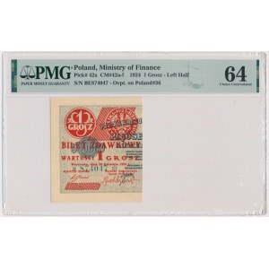 1 grosz 1924 - BE ❉ - lewa połowa - PMG 64