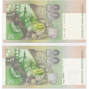 Słowacja, 20 koron 1993-2000 (2 szt.)