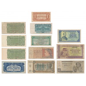 Czechoslovakia, lot 1-50 Korun 1942-61 (12 pcs.)