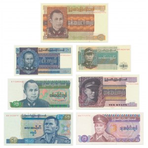 Birma, zestaw 1-50 kyats (1972-87) (7 szt.)