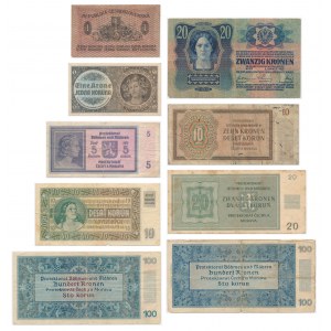 Czechy, zestaw banknotów (9 szt.)