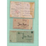 Ghetto Litzmannstadt, set of souvenirs - banknotes, documents, decorations and postcard to Palestine