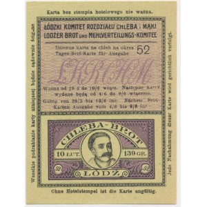 Łódź, kartka żywnościowa na chleb 1917 - 52 - jednorazowa -