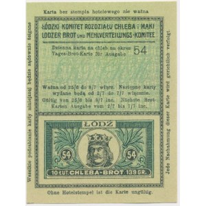 Łódź, Lebensmittelkarte für Brot 1917 - 54 - Einweg - Łokietek -.