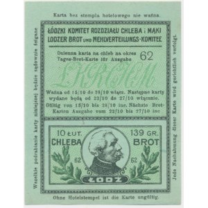 Łódź, kartka żywnościowa na chleb 1917 - 62 - jednorazowa -