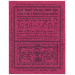 Łódź, kartka żywnościowa na chleb 1918 - 71 - jednorazowa -