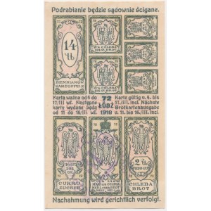 Łódź, kartka żywnościowa na ziemniaki, chleb, cukier i mąki 1918 - 72 -