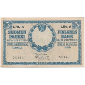 Finland, 5 Markkaa 1909 (1918)