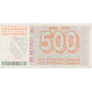 Bośnia i Hercegowina, 500 dinarów 1992