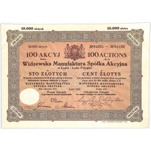 Widzew Manufaktura S.A., 100 x 100 zlotys 1929 - RARE