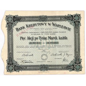 Bank Kredytowy w Warszawie S.A., 5 x 1,000 mkp 1922