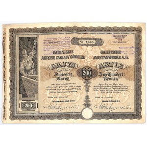 Galizische Aktiengesellschaft für Bergbau, 200 Kronen 1907