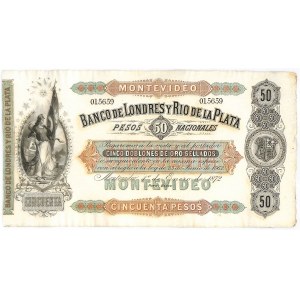 Urugwaj, Banco de Londres y Río de La Plata, 50 peso 1872