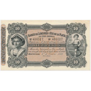 Uruguay, Banco de Londres y Río de La Plata, 10 Pesos 1883