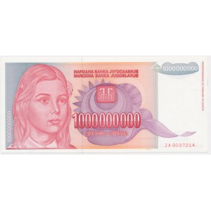 Jugoslawien, 1 Milliarde Dinar 1993 - Ersatzserie -.