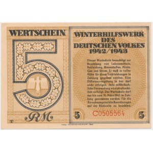 Winter Aid to the German Population, 5 marks 1942/43 - C -.