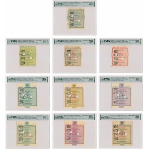 Pewex, Set of Patterns 1 cent to $100 1960 in PMG grading (10 pieces).