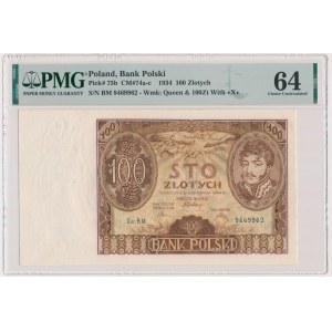 100 gold 1934 - Ser. BH. - znw. +x+ - PMG 64