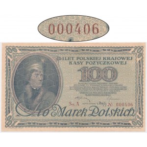 100 Mark 1919 - Ser.A 000406 - niedrige Seriennummer