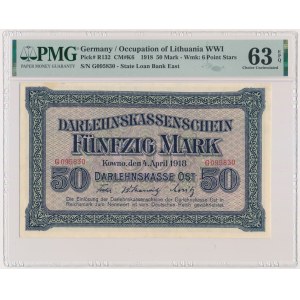 Kaunas, 50 Mark 1918 - G - PMG 63 EPQ