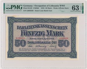 Kowno, 50 marek 1918 - G - PMG 63 EPQ