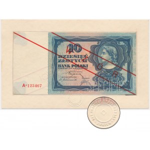 10 złotych 1928 - WZÓR - A ★ 1234567 - perforacja SPECIMEN - Art Institut Orell Füssli, Zürich.