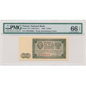 2 Gold 1948 - AP - PMG 66 EPQ - seltene Serie