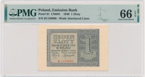1 złotych 1940 - B - PMG 66 EPQ