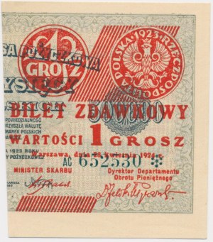 1 grosz 1924 - AC ❉ - prawa połowa -