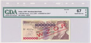 1 milion złotych 1991 - WZÓR - A 0000000 - No.0249 - GDA 67 EPQ - RZADKI