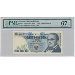 100.000 złotych 1990 - AS 0000242 - PMG 67 EPQ - niski numer seryjny