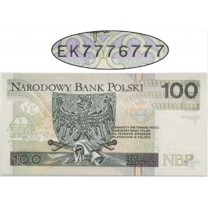 100 złotych 2018 - EK 7776777 - numer radarowy