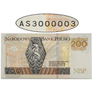 200 złotych 2015 - AS 3000003 - numer radarowy