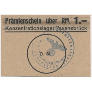 Ravensbrück, bon na 1 markę (1939-45) - okrągła pieczęć -