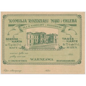 Warszawa, kartka żywnościowa na mąkę i chleb 1916 - 14 - judaika -