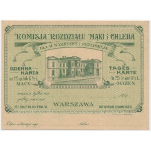 Warsaw, food card for flour and bread 1916 - 14 - Judaica -.