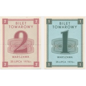 Warszawa, zestaw bilet towarowy 1-2 złote 1976 (2 szt.)