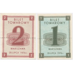 Warszawa, zestaw biletów towarowych 1-2 złote 1976 (2 szt.)